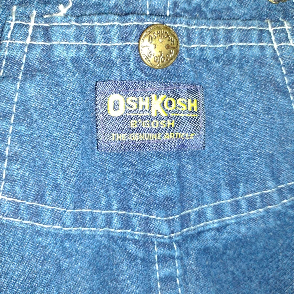 Vintage Yellow Label OshKosh B'gosh Vestbak Overalls Blue 4T Toddler USA Made
